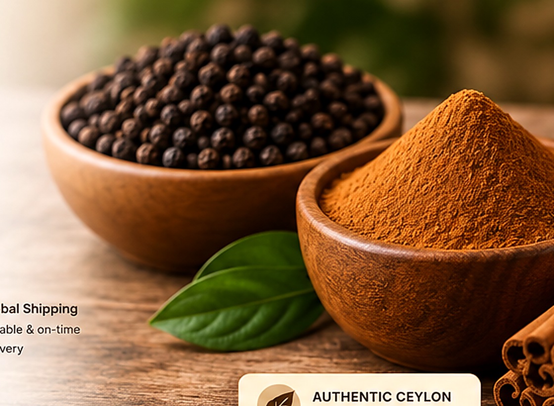 Ceylon cinnamon powder and Sri Lankan black pepper